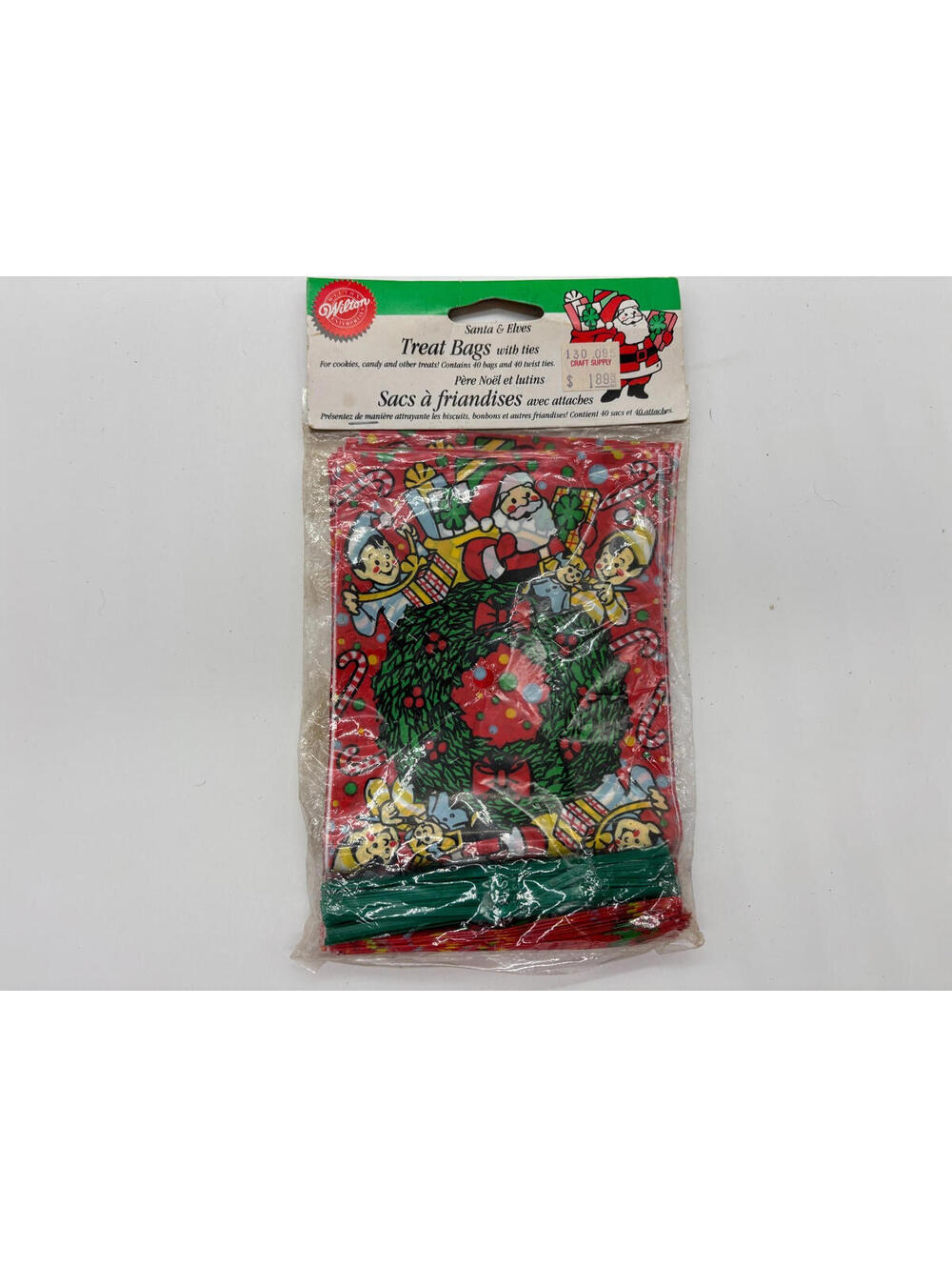 1995 Vintage Wilton Holiday Cheer 40 Count Treat Bags  6” x 4” Santa & Elves